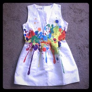 White paint splash cocktail dress, size 4